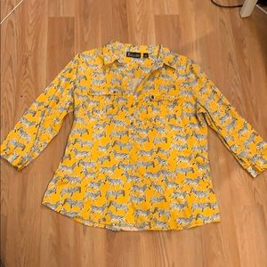 Zebra Print yellow shirt NY&Co size L